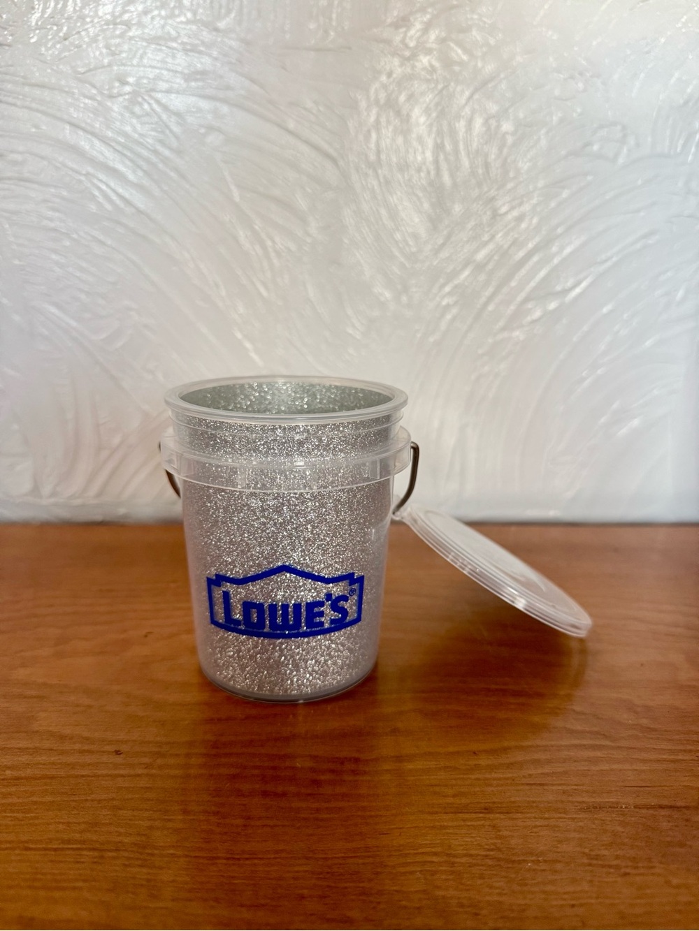 Lowe’s Mini Silver Glitter Party Bucket with Lid NWT